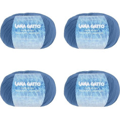 Lana Gatto Line Nuovo Jaipur kokvilnas dzija, 100% kokvilna adīšanai vai tamborēšanai, 4 bumbiņas, garums 400 m, 200 g kokvilnas (gaiši zila, 4)