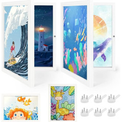 SHTALHST Pack of 2 Picture Frames for Children's Drawings, A4 Befüllba Art Photo Frames for Children, bērnu mākslas bilžu rāmis, priekšējais atvēršanas rāmis mākslas darbiem (balts)