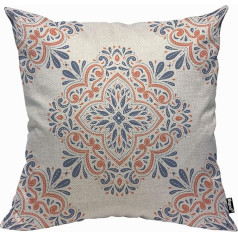 Mugod Mandala Aztec Blue Orange Vintage Paisley Etniskā Marokas ziedu spilvens segums vīriešiem sievietēm Dekoratīvie dīvāns 45x45cm