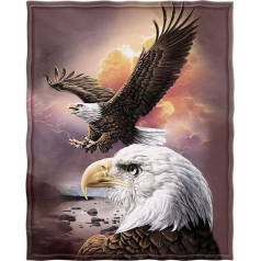 Zomer High-Quality Microfibre Blanket 150 x 200 cm as Bedspread Couch Blanket with Clouds and Eagle Motif