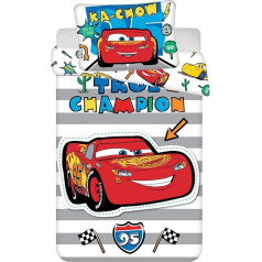 JFabrics Disney Cars Zibens McQueen Segas pārklājs ar spilveniem, sarkans, 100 x 135 cm - 40 x 60 cm