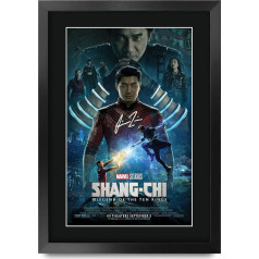 HWC Trading FR A3 Shang-Chi and the Legend of the Ten Rings Simu Liu, Awkwafina Gifts Crouched Plakāts parakstīts autogrāfu foto faniem filmu piemiņas lietas - A3 ierāmēts