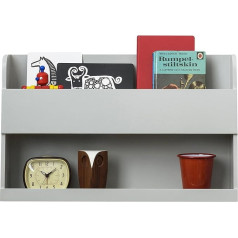 Tidy Books ® Bērnu grāmatu plaukts bēniņu gultai, sienas plaukts bērnu istabai, bērnu plaukts gaiši pelēks, iekārts organizators bērnu istabai, gultas plaukts bēniņu gultai 33 x 53 x 12 cm, roku darbs, The original Bunk Bed Buddy™