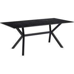 Ac Design Furniture Lajla Rectangular Dining Table for 6 People, Table Top in Black with Metal Frame, Kitchen Table with Ceramic Surface, Heat Resistant, Scratch-Resistant, W: 180 x H: 74 x D: 90 cm