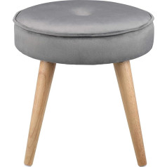 Ribelli Round Stool, Diameter 40 cm, Makeup Stool, Stool with Soft Seat, Upholstered Stool with Wooden Feet, Modern Footstool for Living Room & Bedroom, Velvet Stool Maximum Load 120 kg, Grey