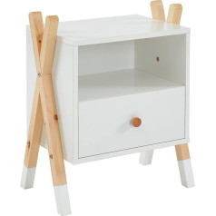 Baïta BAÏTA TIPI01 Bedside Table, Pine and Chipboard, White, L46 x W30 x H55 cm