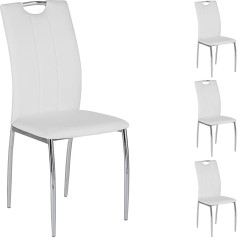 IDIMEX Apollo Dining Room Chairs Set of 4 Chrome Imitation Leather White