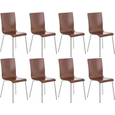 CLP Pepe Waiting Room Chairs with Ergonomically Shaped Wooden Seat and Metal Frame, 8 x Conference Chairs Available, Colour: Brown, Set of 8