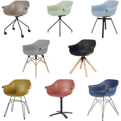 Kollecture CATHÉRINE Пластиковый офисный стул Скандинавский стул для столовой Кухонный стул белый Размер ноги 1 черный