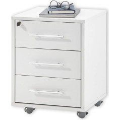 Stella Trading PRONTO Lockable Rolling Container, Light Grey, Mobile Office Cabinet with 3 Drawers, Modern Office Furniture Complete Set, 43 x 56 x 42 cm (W x H x D)