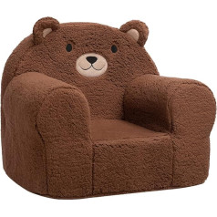 Bejoy Bērnu dīvāns - īpaši mīksts, mīksts, mīksts bērnu krēsls ar putu pildījumu, vienvietīgs, mīksts šerpas kvalitātes krēsls zēniem un meitenēm, karameļu lāča dizains