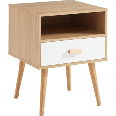 Baïta BAÏTA ULOS Bedside Table, Composite Wood, White and Light Wood, L40 cm