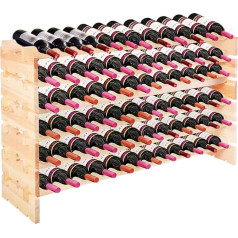 Giantex Medinis vyno stovas, 72 butelių stovas, vyno stovas, medinė lentyna, senovinis virtuvės, baro, 119 x 29 x 71,5 cm