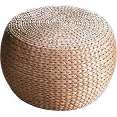Wons Home Sofa Stool Straw Rattan Weave Round Puff, Office and Family Sofa Bench Wine Ottoman Stool Coffee Table Chair Durable / 32 x 32 x 30 cm