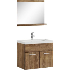 Badplaats B.v. Montreal 02 Bathroom Furniture Set, 60 cm, Wash Basin, Brown Oak, Base Cabinet, Vanity Unit, Mirror Furniture