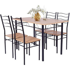 Costway Обеденный комплект из 5 предметов Кухонный стол с 4 стульями с высокой спинкой Обеденный комплект Обеденный комплект Обеденный компле