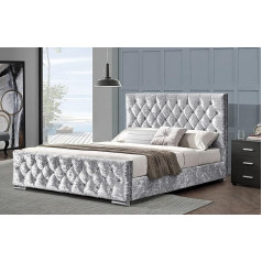 ‎Sleep Trends Athens Gāzes pacēlājs Gultas rāmis glabātuve Chrome kājas Vienvietīga divvietīga gulta King Silver Oyster Light Dark Grey Black Mink Crushed Velvet Chenille Linen