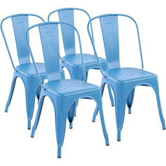 Furniturer FurniutreR komplekts no 4 stackble metāla pusdienu krēsliem Rubber Blue