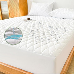 Hzutloer Waterproof Mattress Protector 90 x 200 cm Mattress Protector Covers Fitted Sheet Breathable Mattress Topper Bed Sheet Incontinence Pad Fitted Sheets Mattress Protective Cover Washable White