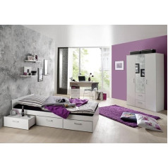 Storado.de Berlin Teenager’s Room, White Matt, 6 Pieces, Complete Set For A Children's Bedroom, Teenager Furniture