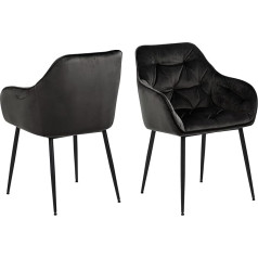 Ac Design Furniture Комплект из 2 обеденных стульев Bentley Carver - H83 x W58 x D55 см серый/коричневый/черный, бархат/металл