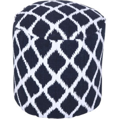 Homescapes Stylish Design Round Pouf Foot Stool Ikat Blue/White 45 cm