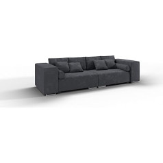 S-Style Möbel Freiham Sofa 5-Seater with Sleep Function for Living Room Couch Made of Microfibre Furniture Freestanding Upholstery Sofas & Couches Couch Set Graphite 290 x 110 x 80 cm