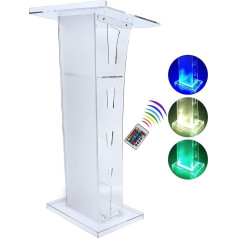 Caurspīdīgs akrila pjedestāls ar LED apgaismojumu, stāvvieta caurspīdīga baznīcas kanceleja, runas pjedestāls konferenču ceremonijai, kāzu ceremonijai
