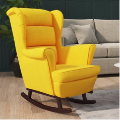 Hommdiy Šūpuļkrēsls ar masīvkoka gumijas kājām Dzeltens samts