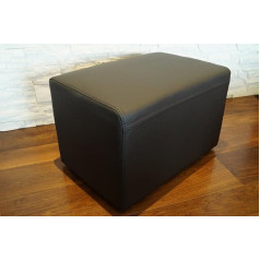 Quattro Meble Tumši brūns īstas ādas taburete 60 x 40 x 40 cm Govju ādas sēdeklis Cube Footstool Mīkstās taburetes Īstas ādas pufs