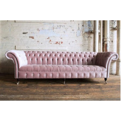 Jvmoebel XXL didelė sofa sofa Chesterfield 245 cm minkštos sofos 4 sėdimos vietos odinė tekstilė #319