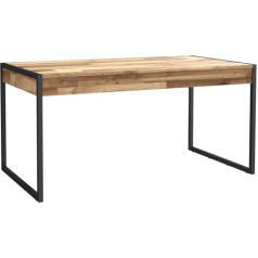 Forte Hud Ēdamgalds ar 2 atvilktnēm Koka kompozītmateriālu ozols Betona efekts Tumši pelēks ar melnām metāla kājām 166 x 90,2 x 75,5 cm