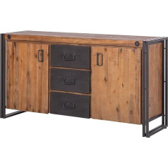 Meubletmoi Bufete Vintage/Solid Wood & Struktūra Metāla paplāte/2 durvis un 3 atvilktnes/L180 cm - Kolekcijas darbnīca