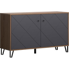 Trendteam Smart Living - Kumodes kumodes skapis - Dzīvojamā istaba - Montez - Montāžas izmēri (platums x augstums x dziļums) 123 x 76 x 40 cm - Krāsa Ozols Kraft zelts ar grafītu - 2102871C4