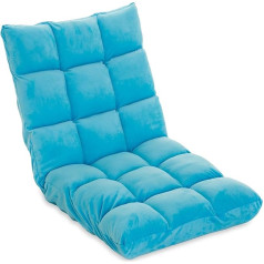 Nexos Trading Relax-Lounger 53 x 52 x 60 cm Grīdas dīvāns gaiši zils Regulējams atpūtas dīvāns Grīdas krēsls Jauniešu krēsls Viesu gulta Saliekams pupiņu maiss Saliekama gulta Sēdekļa spilvens