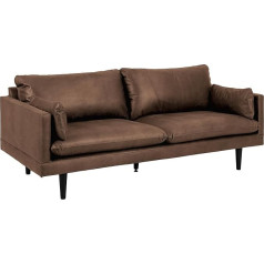Ac Design Furniture Sune 3 sēdvietu dīvāns brūnā ādas izskatā ar 2 spilveniem un melnām metāla kājām W200 x H83 x D82cm