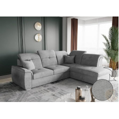 Lenart FRIDERIK-EU Corner Sofa with Sleep Function and Bed Box [Right - Grey] Living Room Furniture, Sofas & Couches, Corner Sofa, Corner Couch with Sleep Function, Sofa Bed with Bed Box