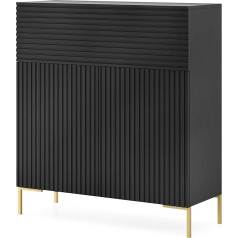 Selsey LAMMELO Highboard Black/Black Līstes Zelta kājas