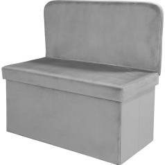 Bonlife Dėžutė su dangčiu Sulankstoma taburetė Pagalvėlė taburetė Sėdynės dėžutė, pilka, 76 x 38 x 73 cm
