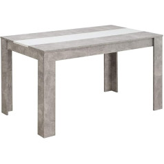 Ak&M Alberboia Dining Table, Wood Composite, Concrete and White Matt, 74.7 x 135.2 x 80.4 cm