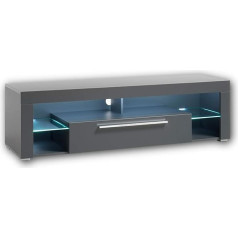 Stella Trading GOAL TV Lowboard in Matt Grey with LED Lighting, High-Quality TV Board with Lots of Storage Space for Your Living Room, 153 x 44 x 44 cm (W x H x D)