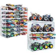 T2Bthrs Regulējams akrila vitrīnas korpuss, kas saderīgs ar Hot Wheels automašīnām 8 regulējami plaukti Caurspīdīgs akrila vitrīnas korpuss Hot Wheels stāvošam birojam Mājas apdare