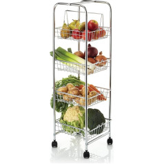 Kitchencraft Trolley 4-Etagen 87x26x25cm verchromt in Silber, Metall, 25 x 25 cm