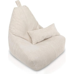 Ecopuf Keiko Bean Bag velvets krēsls izmērs S 75 x 75 x 70 cm ar pildījumu iekštelpu samta pupiņu maisi relaksējošai sēdēšanai un atpūtai Bean Bag krēsls ar rokturi un spilvenu