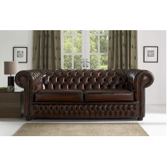 Jvmoebel Дизайн Chesterfield Sofa Set 3-Seater Couch Leather Brown Upholstered Sofas