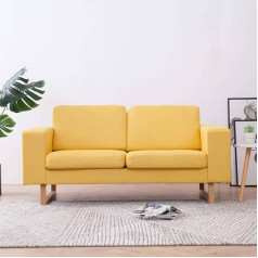 Hommdiy Upholstered Sofa 2-Seater Fabric Sofa Lounge Sofa Couch Living Room Furniture Yellow