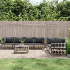 Whopbxgad Svetainės baldų komplektai, svetainės sofos komplektai, sofa lova, 8-TLG. Garten-Lounge-Set mit Kissen Anthrazit Poly Rattanmodular Sofa,Modular Couch,Outdoor Patio Furniture,