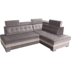 Robin Paryžiaus kampinė sofa su miego funkcija, sofa lova su saugojimo dėže, laisvai pastatoma L formos kampinė sofa, apmušalų komplektas, sofa