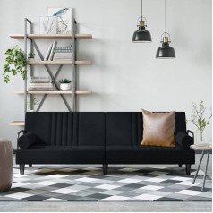 Camerina Sofa Bed with Armrests Black Velvet Lazy Floor Sofa Sofa Bed Bed Couch