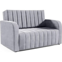 Likma 3 Sitzer Sofa mit Schlaffunktion Otto 155 cm Velvet Schlafcouch - Moderne Wohnzimmer Couch - Sofa mit Bettfunktion - Schlafsofa Farbe: Grau, Stoff: Jasmine 90